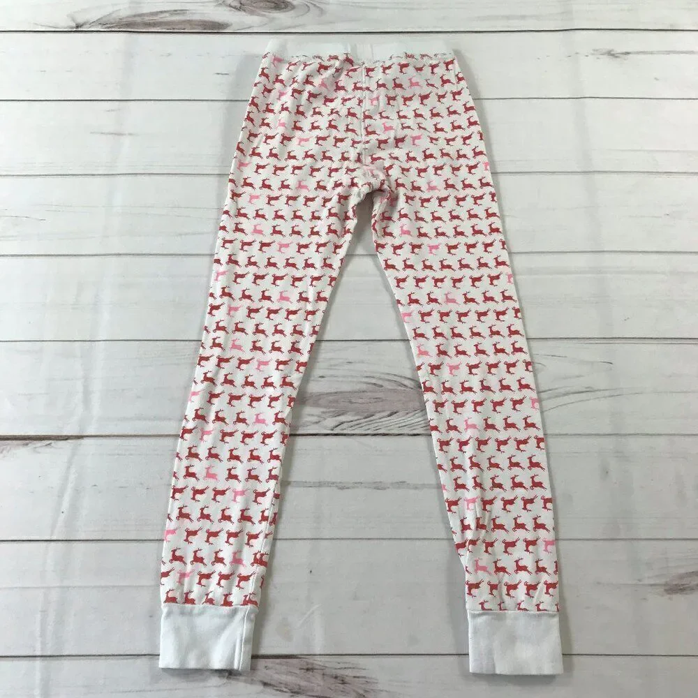 J.Crew Kids Girls Size 10 Red Prancing Reindeers White Pajama Set